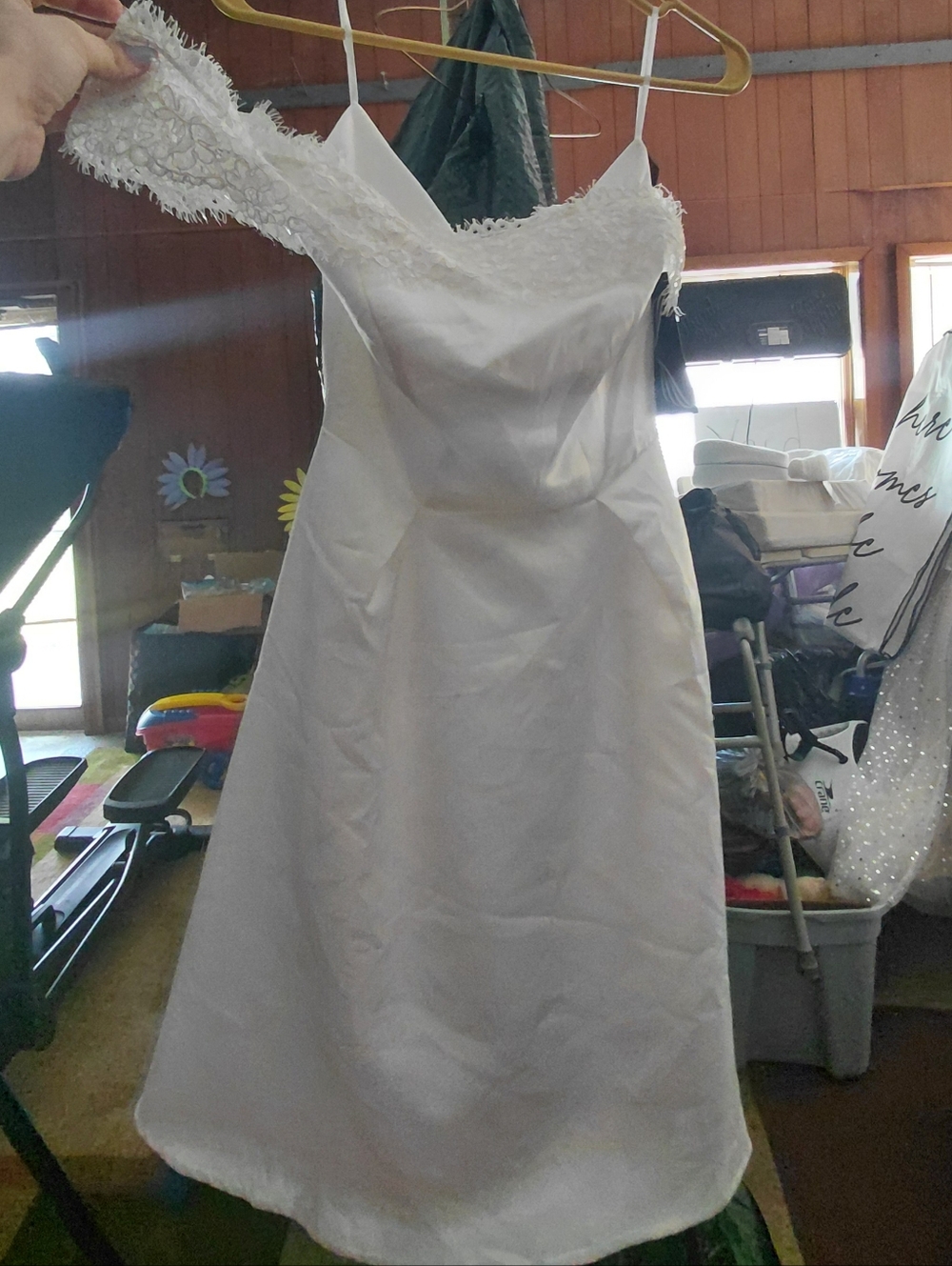 SHEIN White Off-Shoulder Lace Mini Dress